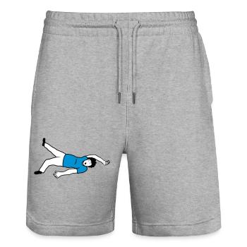Passed out man design - Stanley/Stella Trainer Unisex Organic Jogging Shorts - heather grey - Front - Nik (191cm) & Marisol (170cm)