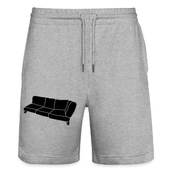 Couch Clipart Design - Stanley/Stella Unisex Bio Joggingshorts Trainer  - Grau meliert - Vorne - Nik (191cm) & Marisol (170cm)