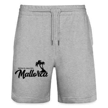 Mallorca Urlaub Klimaziel - Stanley/Stella Unisex Bio Joggingshorts Trainer  - Grau meliert - Vorne - Nik (191cm) & Marisol (170cm)