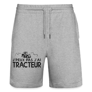 J'peux pas j'ai tracteur humour agriculteur - Short de jogging bio TRAINER Stanley/Stella unisexe - gris chiné - Devant - Nik (191cm) & Marisol (170cm)