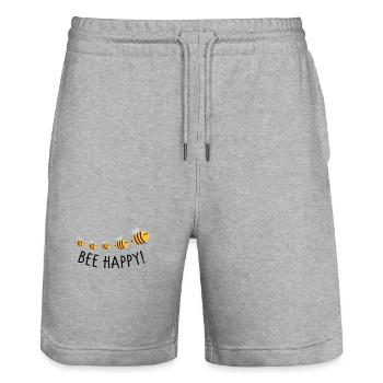 Bee happy - Stanley/Stella Unisex Bio Joggingshorts Trainer  - Grau meliert - Vorne - Nik (191cm) & Marisol (170cm)