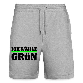 Ich wähle grün - Stanley/Stella Unisex Bio Joggingshorts Trainer  - Grau meliert - Vorne - Nik (191cm) & Marisol (170cm)