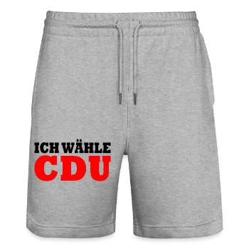 Cdu - Stanley/Stella Unisex Bio Joggingshorts Trainer  - Grau meliert - Vorne - Nik (191cm) & Marisol (170cm)