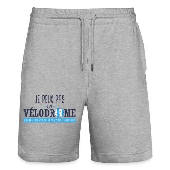 j'peux pas j'ai vélodrome Cadeau foot marseille OM - Short de jogging bio TRAINER Stanley/Stella unisexe - gris chiné - Devant - Nik (191cm) & Marisol (170cm)