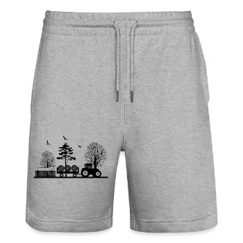 Tractor - Stanley/Stella Trainer Unisex Organic Jogging Shorts - heather grey - Front - Nik (191cm) & Marisol (170cm)