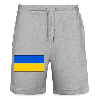 Ukraine - Short de jogging bio TRAINER Stanley/Stella unisexe - gris chiné - Devant - Nik (191cm) & Marisol (170cm)