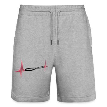 Symbole d’impulsion infinie - Short de jogging bio TRAINER Stanley/Stella unisexe - gris chiné - Devant - Nik (191cm) & Marisol (170cm)