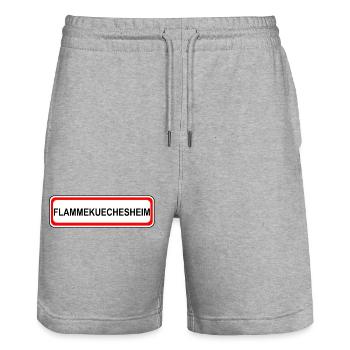Flammekuechesheim - Stanley/Stella Trainer Unisex Organic Jogging Shorts - heather grey - Front - Nik (191cm) & Marisol (170cm)