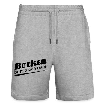 Borken - Stadt best place ever - Stanley/Stella Unisex Bio Joggingshorts Trainer  - Grau meliert - Vorne - Nik (191cm) & Marisol (170cm)