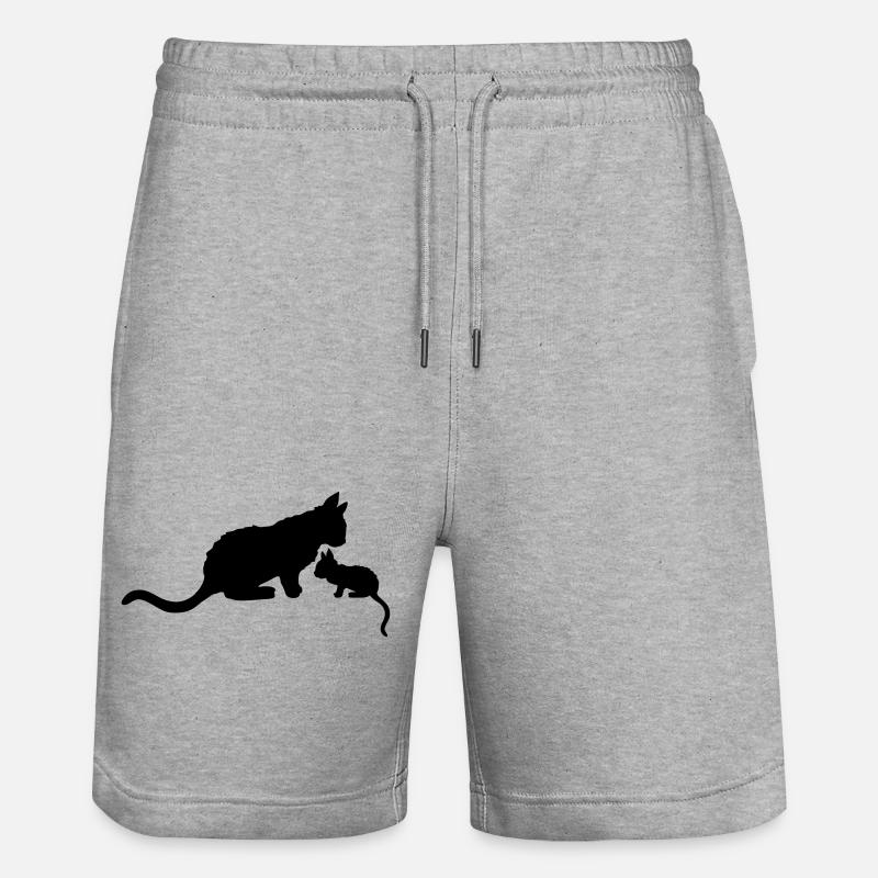 Mama Cat Chat Silhouette - Short de jogging bio TRAINER Stanley/Stella unisexe - gris chiné