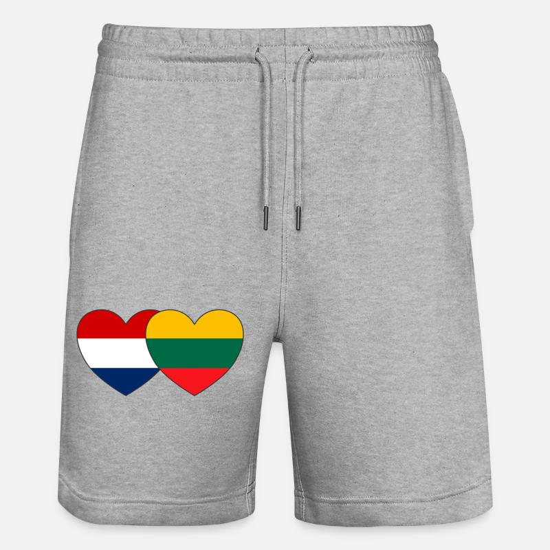 Hollande Lituanie Drapeau Cœur - Short de jogging bio TRAINER Stanley/Stella unisexe - gris chiné