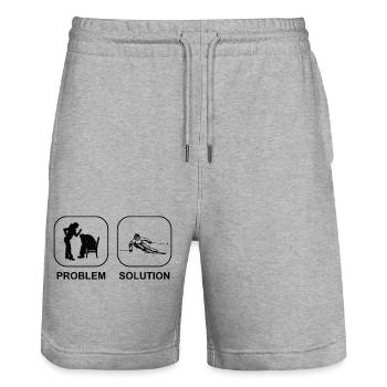 Skifahren Skifahrer Weihnachten Ski Wintersport - Stanley/Stella Unisex Bio Joggingshorts Trainer  - Grau meliert - Vorne - Nik (191cm) & Marisol (170cm)