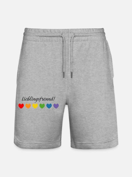 Regenbogenherzchen Lieblingsfreund - Stanley/Stella Unisex Bio Joggingshorts Trainer - Grau meliert