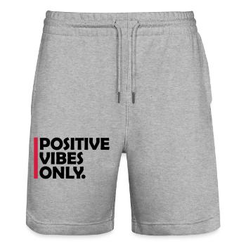 Positive Vibes Only Motto - Stanley/Stella Trainer Unisex Organic Jogging Shorts - heather grey - Front - Nik (191cm) & Marisol (170cm)