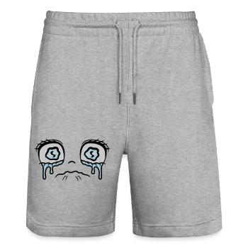 Visage triste de fille qui pleure - Short de jogging bio TRAINER Stanley/Stella unisexe - gris chiné - Devant - Nik (191cm) & Marisol (170cm)