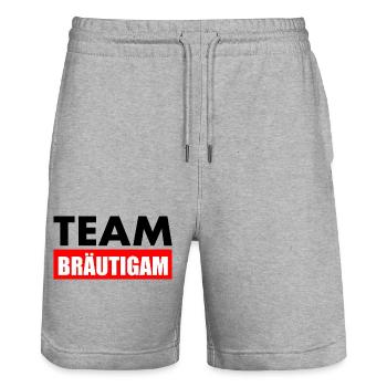 Team bräutigam - Stanley/Stella Unisex Bio Joggingshorts Trainer  - Grau meliert - Vorne - Nik (191cm) & Marisol (170cm)