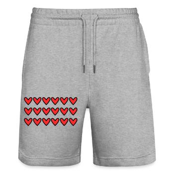 HEART. HEARTS. VALENTINE'S DAY. LOVE. LOVE. HEART - Stanley/Stella Trainer Unisex Organic Jogging Shorts - heather grey - Front - Nik (191cm) & Marisol (170cm)