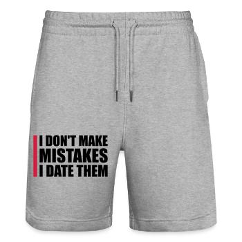 Date Mistakes Quote Logo - Stanley/Stella Trainer Unisex Organic Jogging Shorts - heather grey - Front - Nik (191cm) & Marisol (170cm)