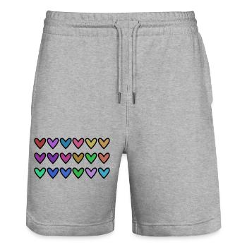 HEART. HEARTS. VALENTINE'S DAY. LOVE. LOVE. HEART - Stanley/Stella Trainer Unisex Organic Jogging Shorts - heather grey - Front - Nik (191cm) & Marisol (170cm)