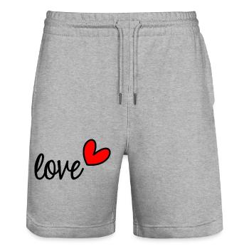 LIEBE. GERADE VERHEIRATET. VALENTINSTAG. JUNGGESELLINNENABSCHIED - Stanley/Stella Unisex Bio Joggingshorts Trainer  - Grau meliert - Vorne - Nik (191cm) & Marisol (170cm)