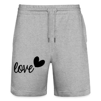 LIEBE. VALENTINSTAG. JUNGGESELLINNENABSCHIED. ICH LIEBE DICH. ICH LIEBE DICH. - Stanley/Stella Unisex Bio Joggingshorts Trainer  - Grau meliert - Vorne - Nik (191cm) & Marisol (170cm)
