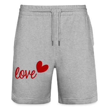 LIEBE. ICH LIEBE DICH. VALENTINSTAG. JUNGGESELLINNENABSCHIED. ICH LIEBE DICH. - Stanley/Stella Unisex Bio Joggingshorts Trainer  - Grau meliert - Vorne - Nik (191cm) & Marisol (170cm)