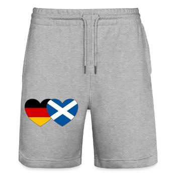 Deutschland Schottland Flagge Herz - Stanley/Stella Unisex Bio Joggingshorts Trainer  - Grau meliert - Vorne - Nik (191cm) & Marisol (170cm)