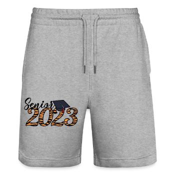 Senior 2023 Tiger Skin Cadeau de fin d’études gradué - Short de jogging bio TRAINER Stanley/Stella unisexe - gris chiné - Devant - Nik (191cm) & Marisol (170cm)