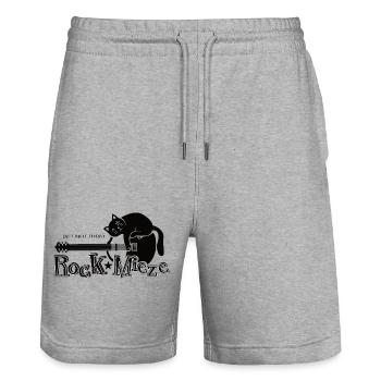 Rock Mieze, Hardrock, Katze, Katzenmama Geschenk - Stanley/Stella Unisex Bio Joggingshorts Trainer  - Grau meliert - Vorne - Nik (191cm) & Marisol (170cm)