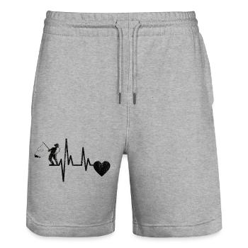 Angeln Angelhaken Angelsport Angler Fischen - Stanley/Stella Unisex Bio Joggingshorts Trainer  - Grau meliert - Vorne - Nik (191cm) & Marisol (170cm)