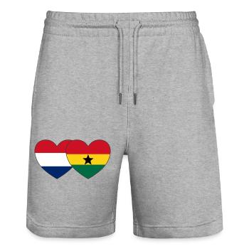 Holland Ghana Flag Heart - Stanley/Stella Trainer Unisex Organic Jogging Shorts - heather grey - Front - Nik (191cm) & Marisol (170cm)