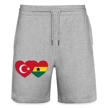 Türkei Ghana Flagge Herz - Stanley/Stella Unisex Bio Joggingshorts Trainer  - Grau meliert - Vorne - Nik (191cm) & Marisol (170cm)