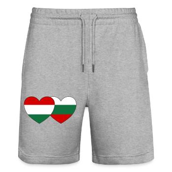 Hongrie Bulgarie Drapeau Cœur - Short de jogging bio TRAINER Stanley/Stella unisexe - gris chiné - Devant - Nik (191cm) & Marisol (170cm)