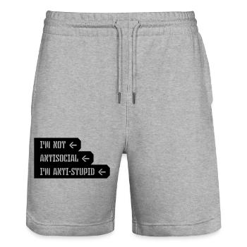 pas antisocial anti-stupide - Short de jogging bio TRAINER Stanley/Stella unisexe - gris chiné - Devant - Nik (191cm) & Marisol (170cm)