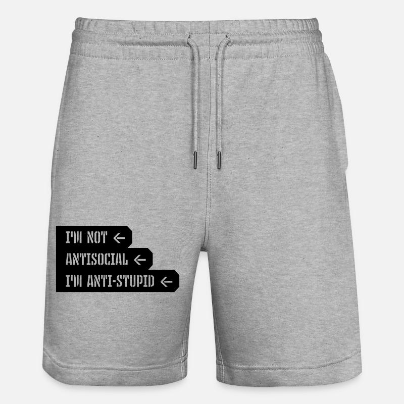 pas antisocial anti-stupide - Short de jogging bio TRAINER Stanley/Stella unisexe - gris chiné