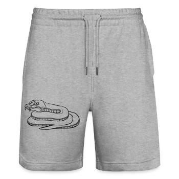 Dangerous evil snake design - Stanley/Stella Trainer Unisex Organic Jogging Shorts - heather grey - Front - Nik (191cm) & Marisol (170cm)
