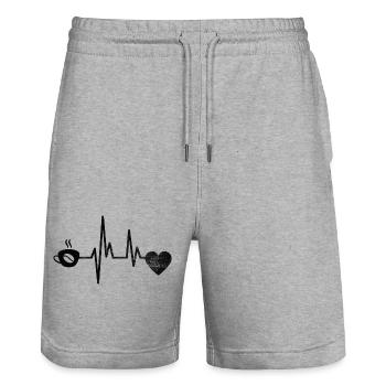 Tasse de café Café Cadeau Grain de café Caféine - Short de jogging bio TRAINER Stanley/Stella unisexe - gris chiné - Devant - Nik (191cm) & Marisol (170cm)
