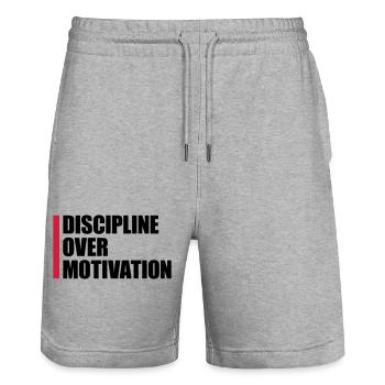 Citation de discipline sur la motivation - Short de jogging bio TRAINER Stanley/Stella unisexe - gris chiné - Devant - Nik (191cm) & Marisol (170cm)