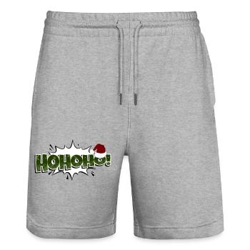 HoHoHo! Comic Style Bubble Graffiti Lettering - Stanley/Stella Trainer Unisex Organic Jogging Shorts - heather grey - Front - Nik (191cm) & Marisol (170cm)