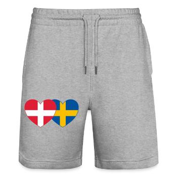 Dänemark Schweden Flagge Herz - Stanley/Stella Unisex Bio Joggingshorts Trainer  - Grau meliert - Vorne - Nik (191cm) & Marisol (170cm)
