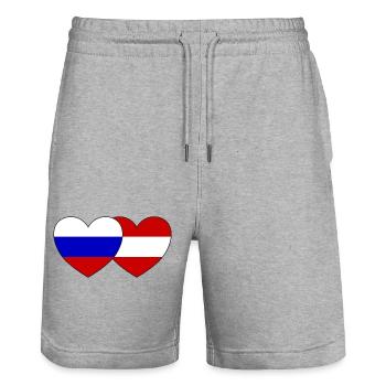 Russia Austria Flag Heart - Stanley/Stella Trainer Unisex Organic Jogging Shorts - heather grey - Front - Nik (191cm) & Marisol (170cm)
