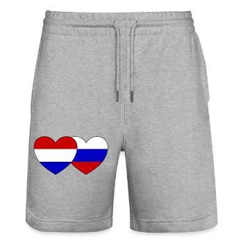 Cœur de drapeau de la Hollande Russie - Short de jogging bio TRAINER Stanley/Stella unisexe - gris chiné - Devant - Nik (191cm) & Marisol (170cm)