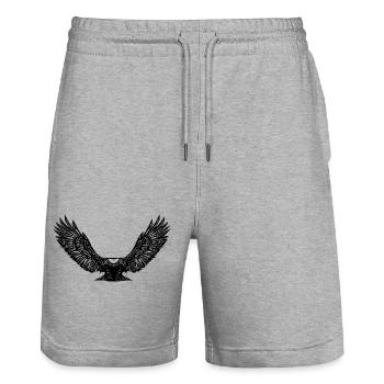 Eagles in flight for falconers and bird lovers - Stanley/Stella Trainer Unisex Organic Jogging Shorts - heather grey - Front - Nik (191cm) & Marisol (170cm)