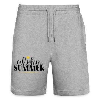 Aloha Summer - Stanley/Stella Trainer Unisex Organic Jogging Shorts - heather grey - Front - Nik (191cm) & Marisol (170cm)
