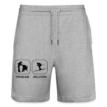 Skifahrer Wintersport Ski Weihnachten Skifahren - Stanley/Stella Unisex Bio Joggingshorts Trainer  - Grau meliert - Vorne - Nik (191cm) & Marisol (170cm)
