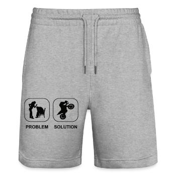 Moto Motocross Mobylette Cadeau Motocycliste - Short de jogging bio TRAINER Stanley/Stella unisexe - gris chiné - Devant - Nik (191cm) & Marisol (170cm)