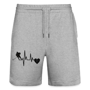 Hockey sur glace Sports d’hiver Cadeau d’équipe de hockey sur glace - Short de jogging bio TRAINER Stanley/Stella unisexe - gris chiné - Devant - Nik (191cm) & Marisol (170cm)