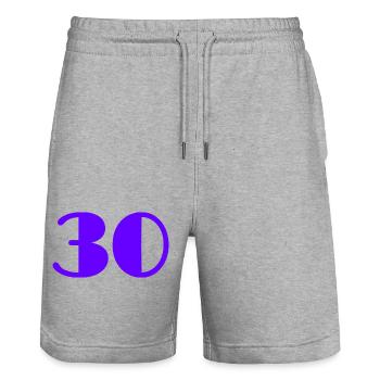 30 ANS. 30. 30e ANNIVERSAIRE. ANNIVERSAIRE 30 ANS - Short de jogging bio TRAINER Stanley/Stella unisexe - gris chiné - Devant - Nik (191cm) & Marisol (170cm)