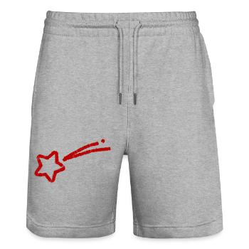 hand-drawn shooting star - Stanley/Stella Trainer Unisex Organic Jogging Shorts - heather grey - Front - Nik (191cm) & Marisol (170cm)