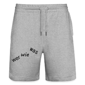 wer wie was - Stanley/Stella Unisex Bio Joggingshorts Trainer  - Grau meliert - Vorne - Nik (191cm) & Marisol (170cm)